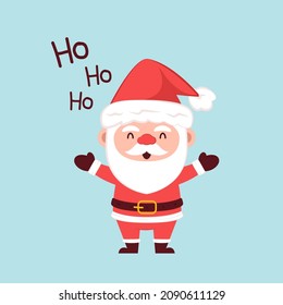 Merry Christmas and happy new year 2023 greeting card. Santa Claus cartoon Cute Christmas mascot.