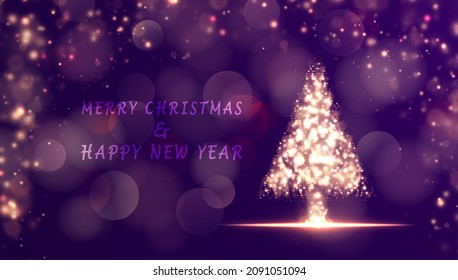 Merry Christmas and Happy New Year particles lights. Bright abstract blurred pattern.