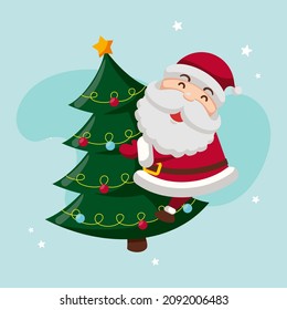 Merry christmas and happy new year with santa claus