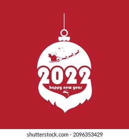 Merry Christmas and Happy New Year 2020 Logo banner, greeting card, poster, holiday cover. Modern Xmas design in modern style with Santa, Christmas tree, ball, snow and 2022