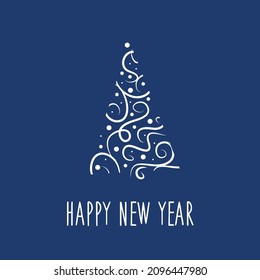 Merry Christmas and Happy New Year. Cartoon styled illustration.Vector design element.