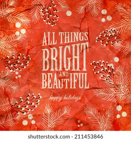 Merry Christmas and Happy New Year Card. Elegant Christmas background with snowflakes and place for text. Vector Illustration.