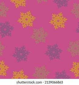 Merry Christmas, Happy New Year seamless pattern with Christmas trees for greeting cards, wrapping paper. Seamless christmas pattern with christmas trees, bows, snowflakes on colored background