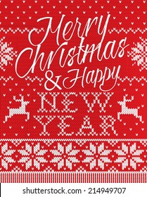 Merry Christmas and happy new year Scandinavian style knitted in red