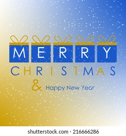Merry Christmas and Happy New Year background with snowflakes and christmas gift/vector illustration
