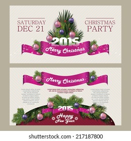 Merry Christmas and Happy New Year Card. Christmas party. 2015. Invitation Merry Christmas.Typography.