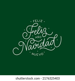 Merry Christmas and Happy New Year in Spanish simple calligraphy design for invitation and greeting card. Elegant typography