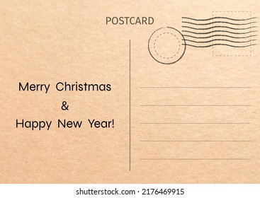 Merry Christmas and Happy New Year greeting card. Postcard. Postal card illustration for design. Vector illustration.