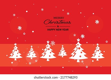 Merry Christmas and Happy New Year pattern : White Christmas tree paper on the red background 