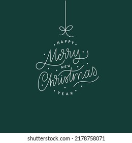 Merry Christmas and Happy New Year simple calligraphy design for invitation and greeting card. Minimalistic typography