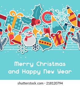 Merry Christmas and Happy New Year invitation card.