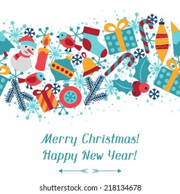 Merry Christmas and Happy New Year invitation card.