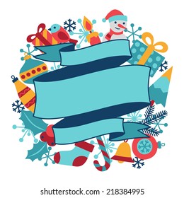 Merry Christmas and Happy New Year invitation card.