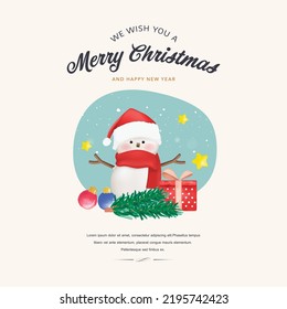 Merry Christmas and Happy new year card. Watercolor vector invitations isolated on white background