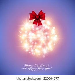 Merry Christmas and Happy New Year Card. Elegant Christmas background with snowflakes and place for text. Vector Illustration.