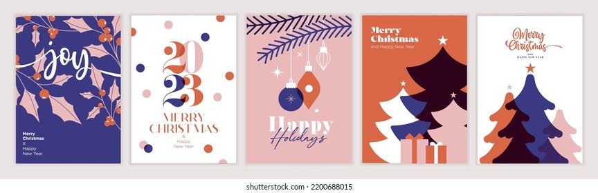 Merry Christmas and Happy New Year 2023 greeting cards. Vector illustration concepts for background, greeting card, party invitation card, website banner, social media banner, marketing material.