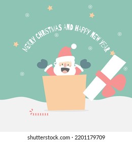 merry christmas and happy new year with cute santa claus and snowman in the winter season, flat vector illustration cartoon character costume design