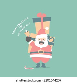 merry christmas and happy new year with cute santa claus and snowman in the winter season, flat vector illustration cartoon character costume design
