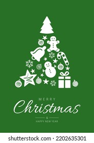 Merry Christmas and Happy New Year. Card template. Vector illustration