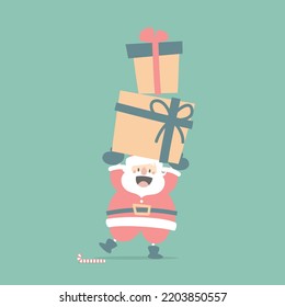 merry christmas and happy new year with cute santa claus and snowman in the winter season, flat vector illustration cartoon character costume design
