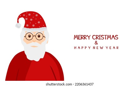 Merry Christmas and Happy New Year. New Year concept with Santa Claus and space for text. Seasonal Christmas poster. christmas banner. flat color illustration. eps10
