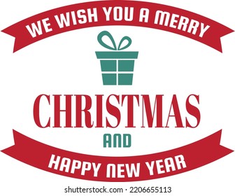 Merry Christmas and happy new year lettering and quote illustration isolated on background