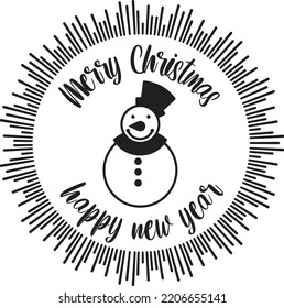 Merry Christmas and happy new year lettering and quote illustration isolated on background