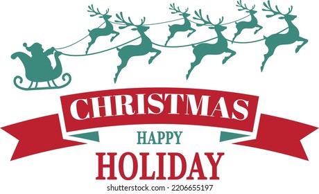 Merry Christmas and happy new year lettering and quote illustration isolated on background