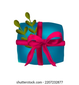 Merry Christmas Happy New Year isolated 3d gift box cartoon vector background design.
