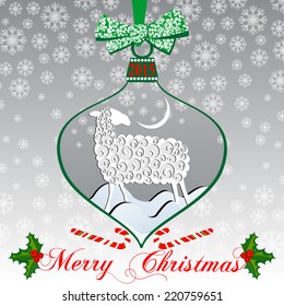 Merry Christmas and Happy New Year Card. Colorful design. Vector illustration. 