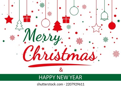 merry christmas and happy new year lettering greeting card wallpaper template background. merry christmas lettering, vector illustration EPS10	