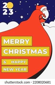 Merry Christmas and Happy New Year, greeting cards, posters, holiday covers. Minimalist style design templates for the Internet, social networks, print