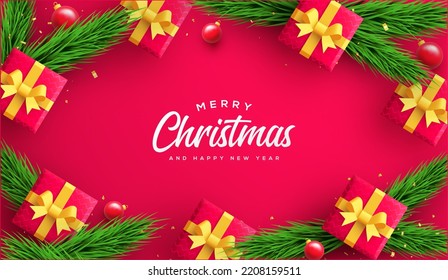 Merry christmas and happy new year background illustration