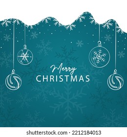 Merry Christmas and Happy New Year Typographical with winter landscape and snowflakes