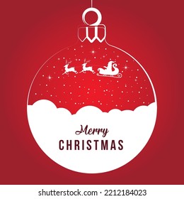 Merry Christmas and Happy New Year Typographical with winter landscape, christmas deer, snowflakes christmas ball and light