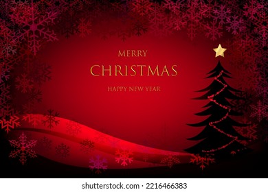 Merry Christmas and Happy new year design typographical on red background . Vector Illustration.