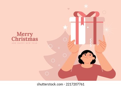 Merry Christmas and Happy New Year greeting card. Vector illustration concept for background, greeting card, party invitation card, website banner, social media banner, marketing material.