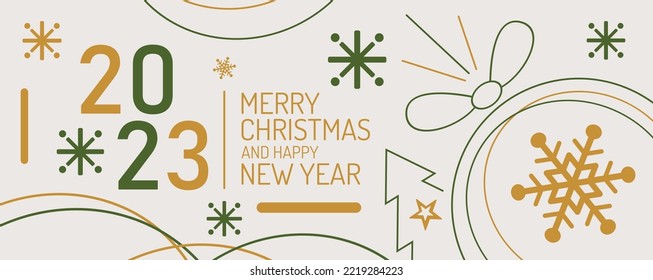  merry christmas and happy new year greeting card vector design