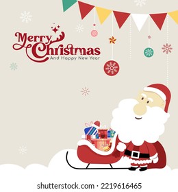 Merry Christmas And Happy New Year. Lettering design template . Vector Illustration.