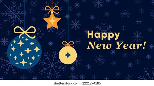 Merry Christmas, Happy New year, Winter holidays greeting card. Trendy art template. Snowflake xmas decoration vector illustration