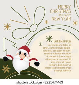  merry christmas and happy new year greeting card vector design