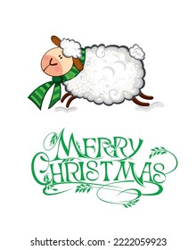 Merry Christmas and Happy New Year cards. Sheep. Lamb