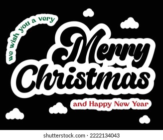 Merry Christmas and Happy New Year lettering template. 