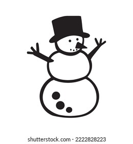 Merry Christmas Happy New Year seamless background pattern. Vector illustration doodles,
outlined snowman raising arms