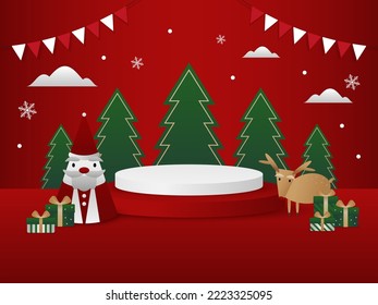 merry christmas and happy new year podium For Product Show Background Vector Illustration