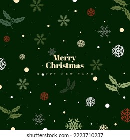 Merry Christmas and Happy New Year greeting card, poster, holiday cover