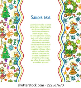 Merry Christmas and Happy New Year texture background. Vector holiday set pattern.