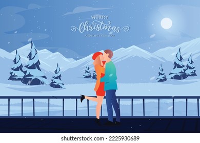 Merry Christmas and happy new year greeting card design with Santa Claus on sleigh Cozy Winter Illustration 
