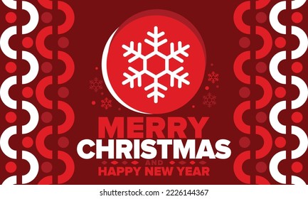 Merry Christmas and Happy New Year. Magic holiday poster with snowflake. Winter celebration event. Christmas party. Congratulation card. Festive design template. Vector illustration