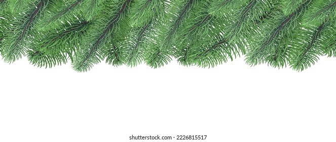 Merry Christmas and Happy New Year decoration, pine tree branches. Creative luxury design, realistic vector illustration.